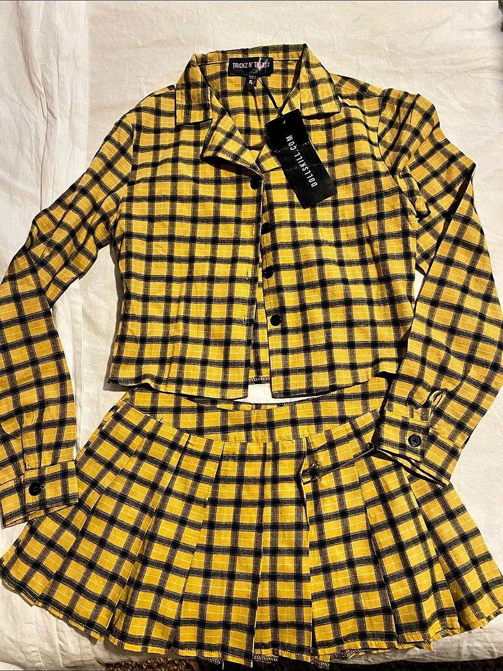 Trickz N' Treatz Like Whatever Costume Set by Dolls Kill Yellow & Black XS